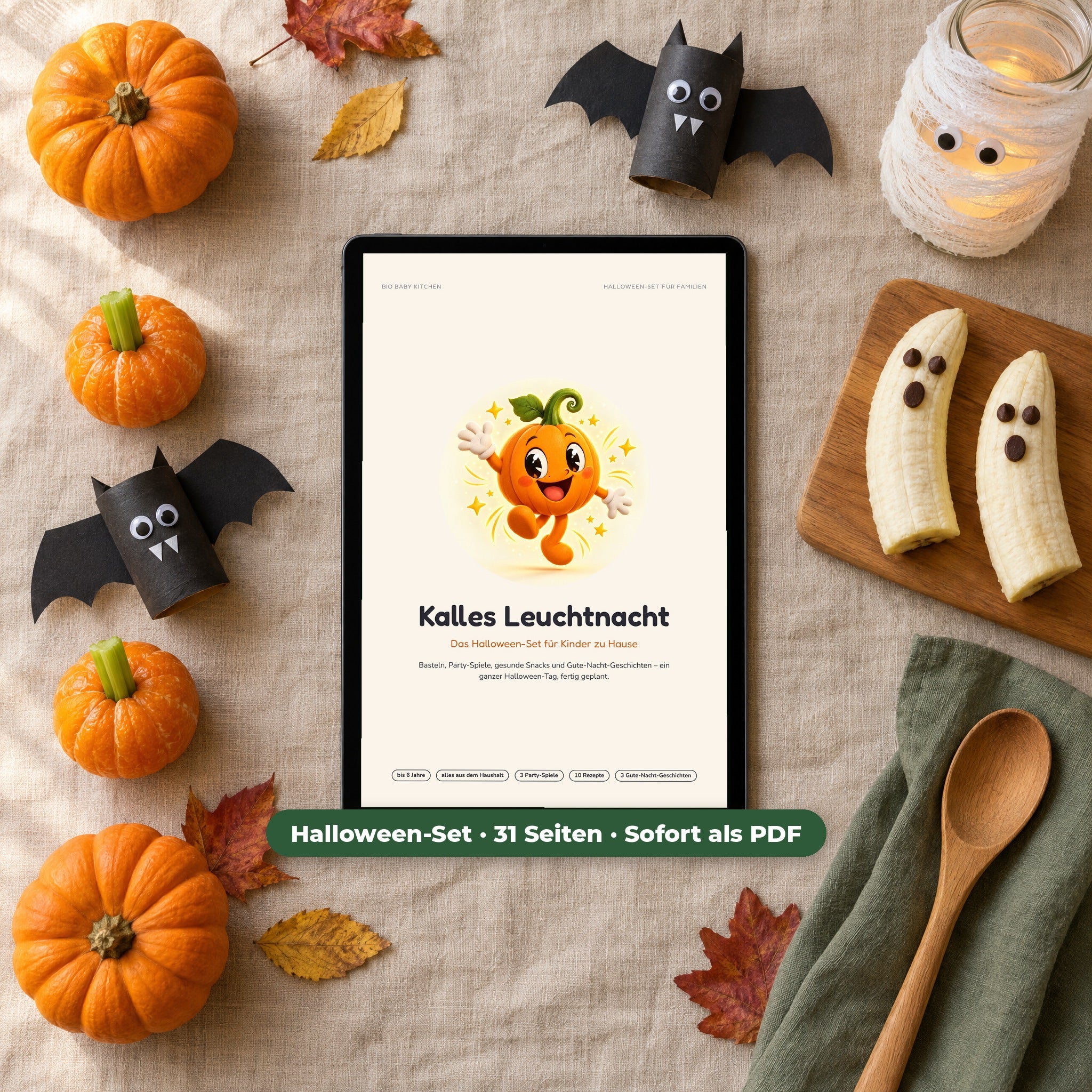 Kalles Leuchtnacht – Halloween-Set als PDF auf dem Tablet