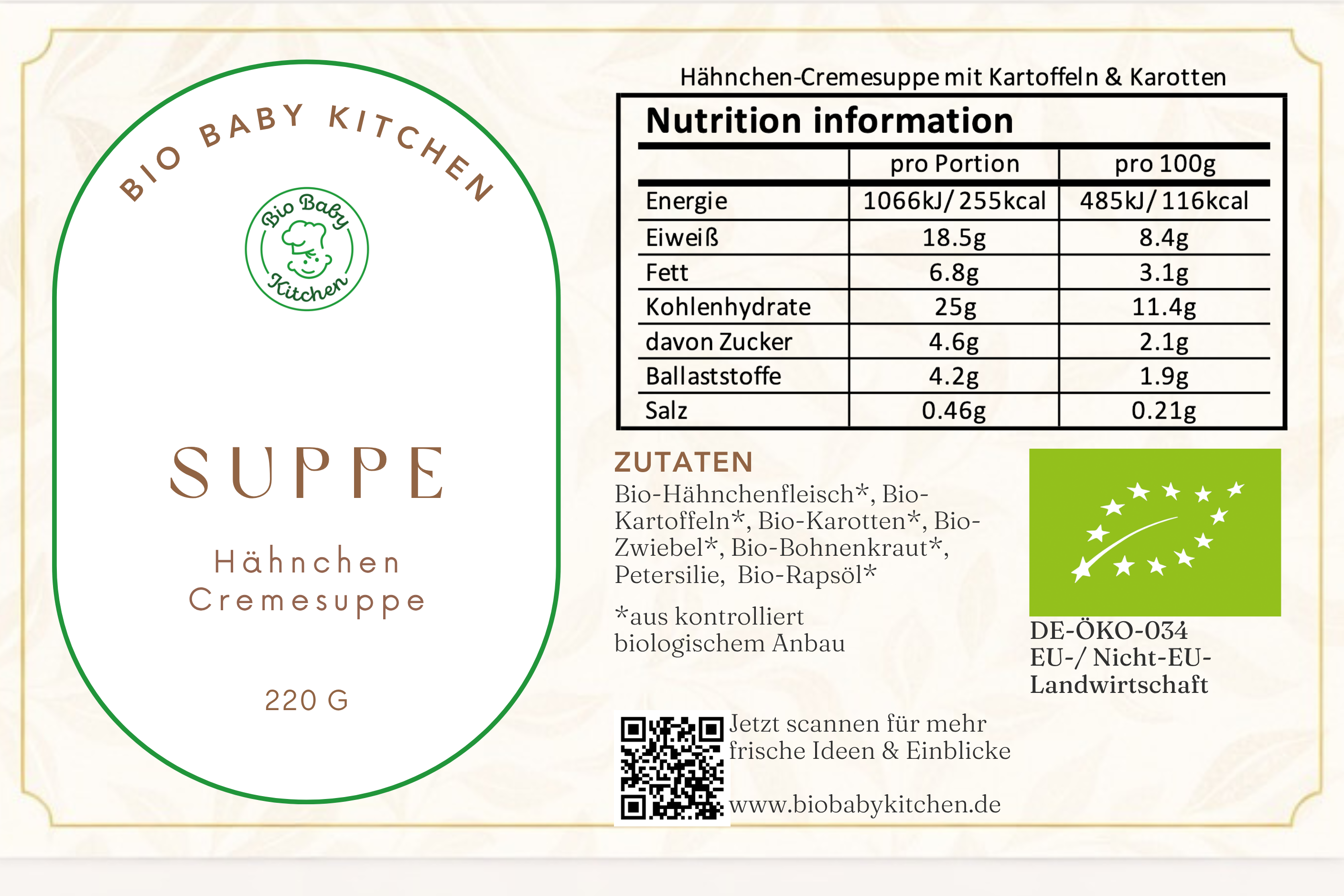 Hähnchen-Cremesuppe mit Kartoffeln und Karotten