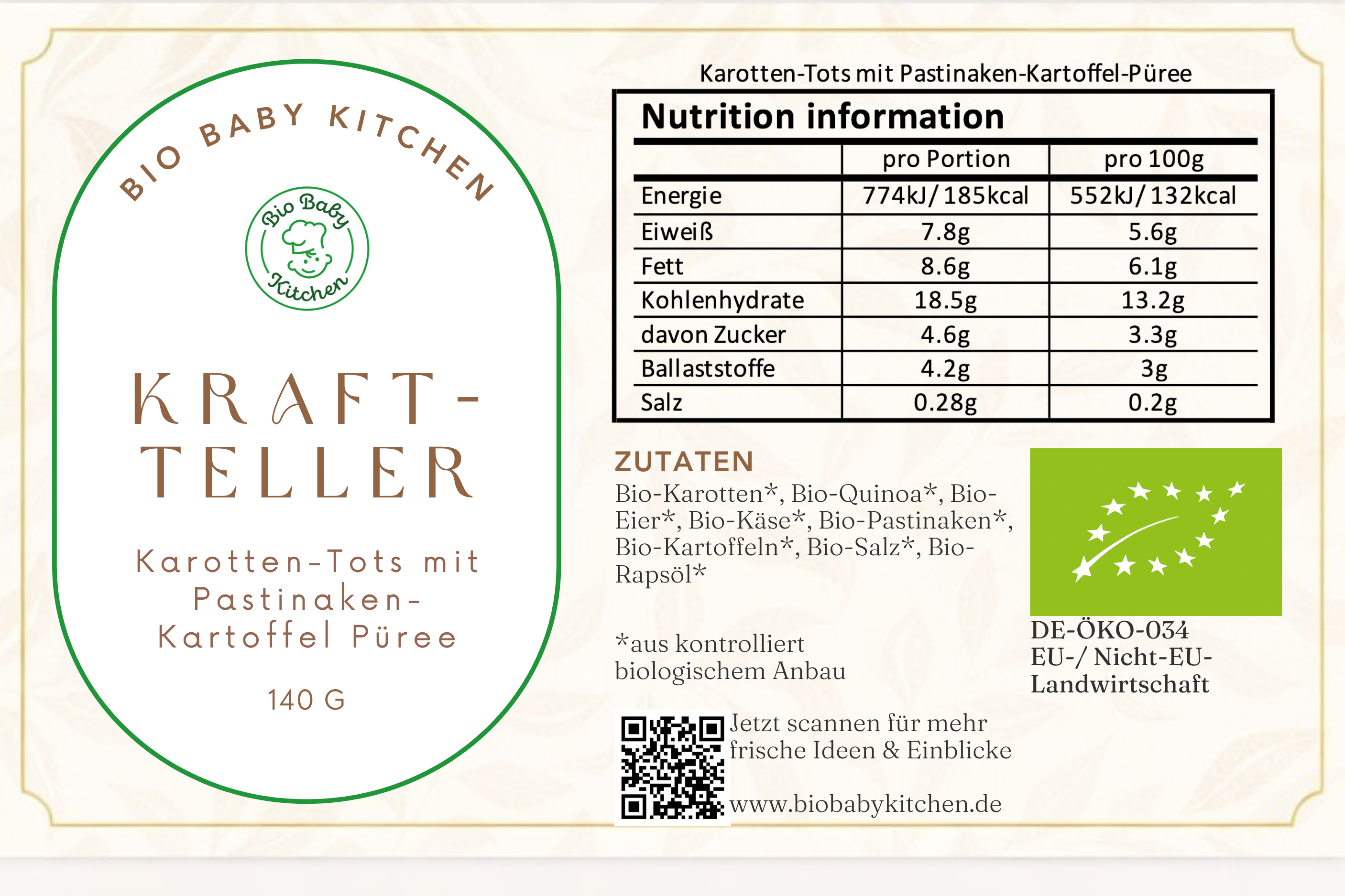 Karotten-Tots mit Pastinaken-Kartoffel-Püree