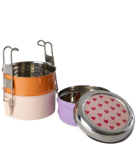 Rund Rostfreier Stahl Brotdose - Heart Print