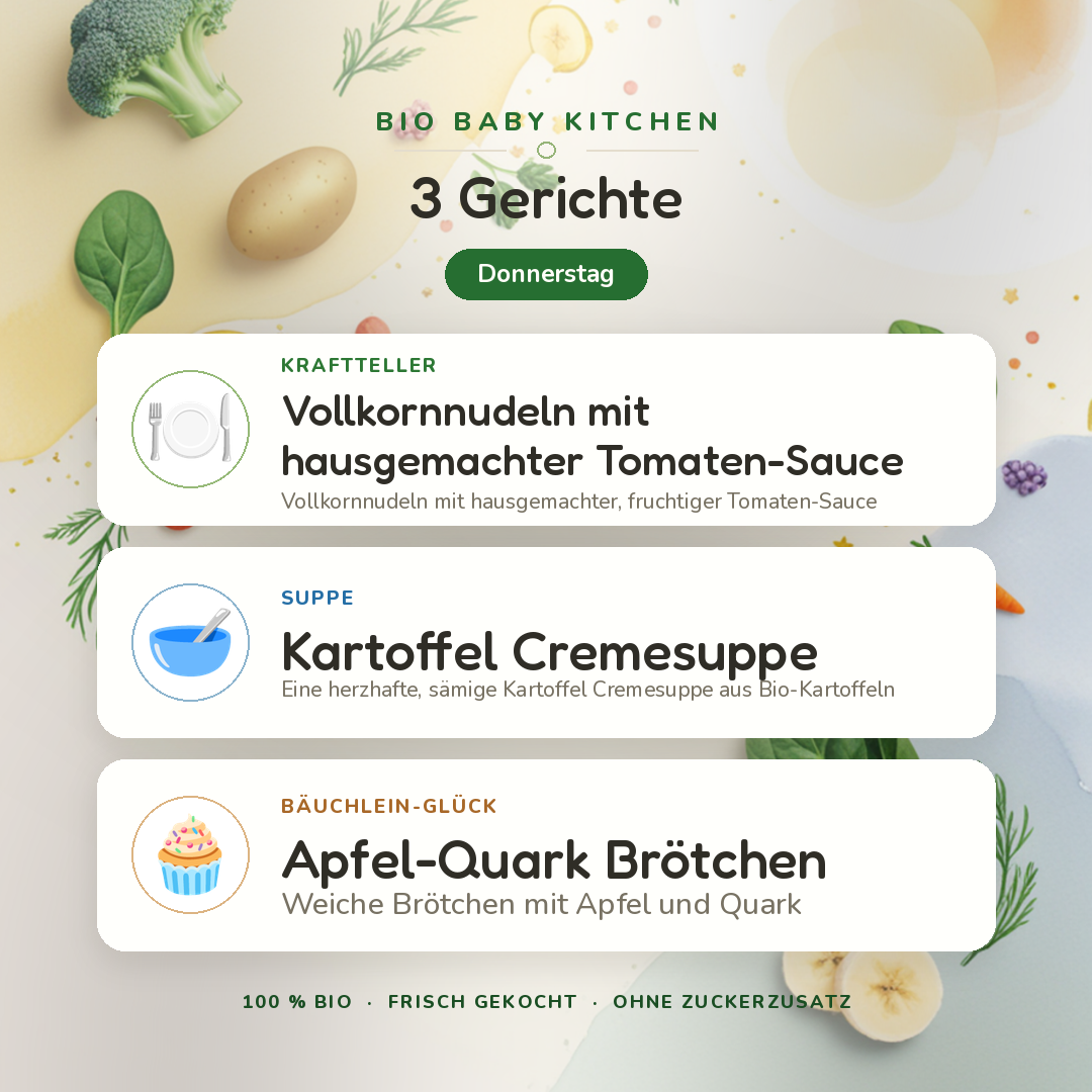 Bio-Kindermenü B Donnerstag · 3 Gerichte