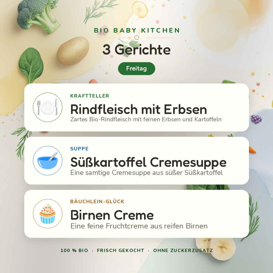 Bio-Kindermenü B Freitag · Klassisch · 3 Gerichte