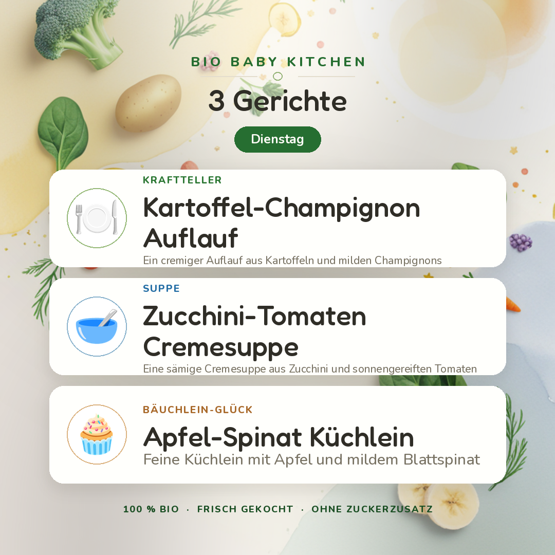 Bio-Kindermenü C Dienstag · 3 Gerichte