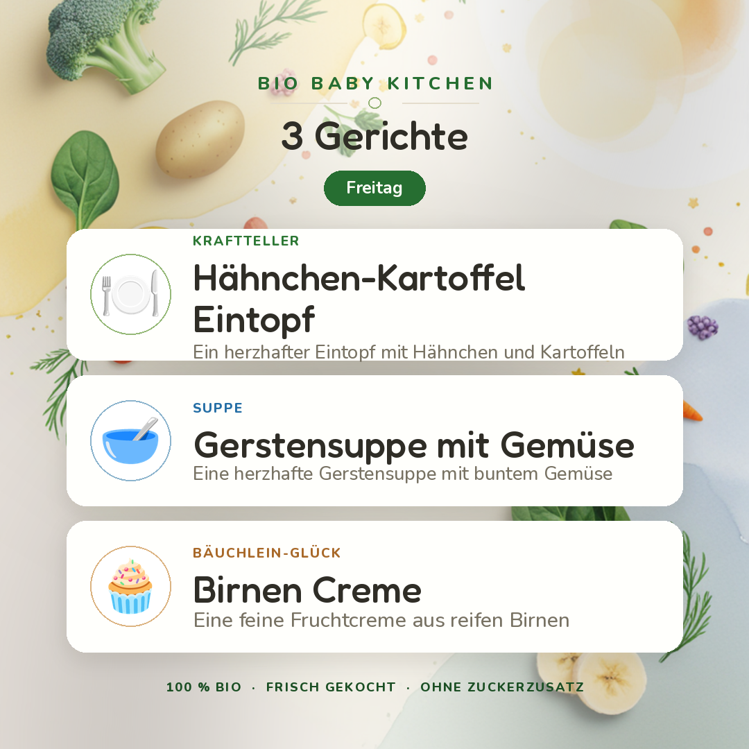 Bio-Kindermenü C Freitag · Klassisch · 3 Gerichte