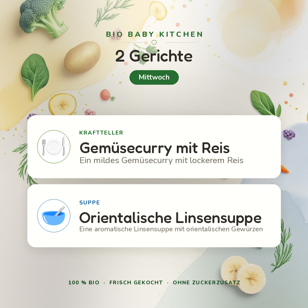 Bio-Kindermenü C Mittwoch · Vegetarisch · 2 Gerichte