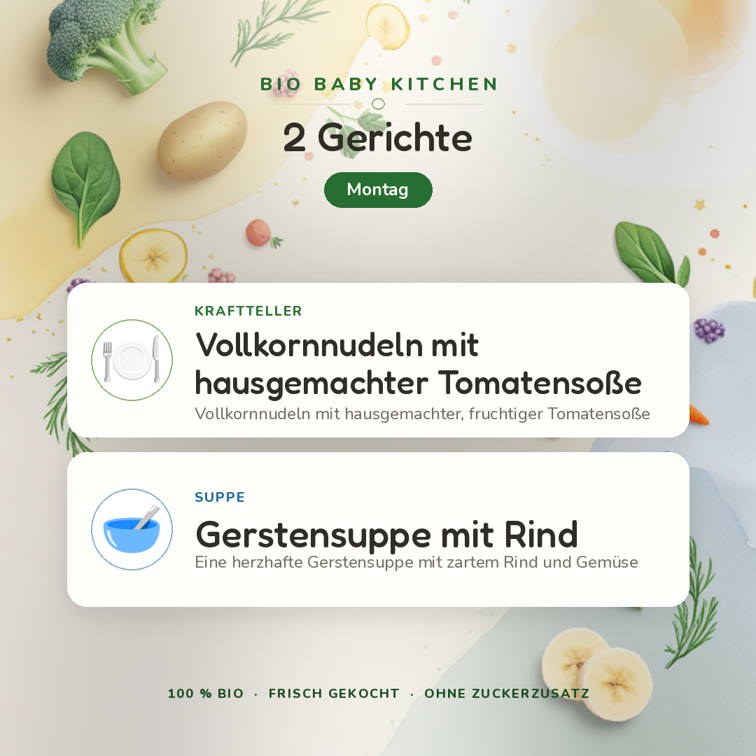 Bio-Kindermenü C Montag · Klassisch · 2 Gerichte