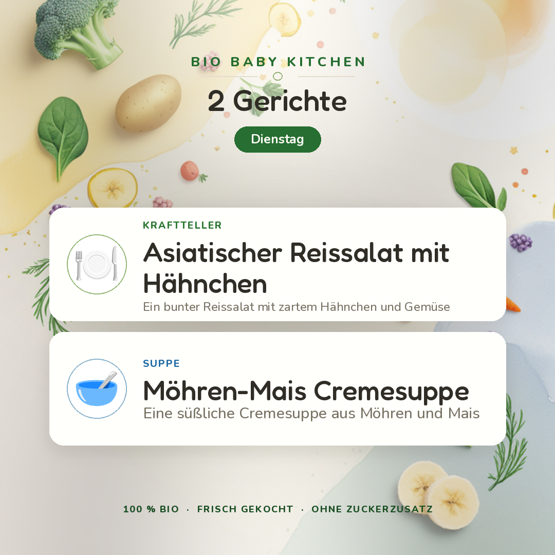 Bio-Kindermenü D Dienstag · Klassisch · 2 Gerichte