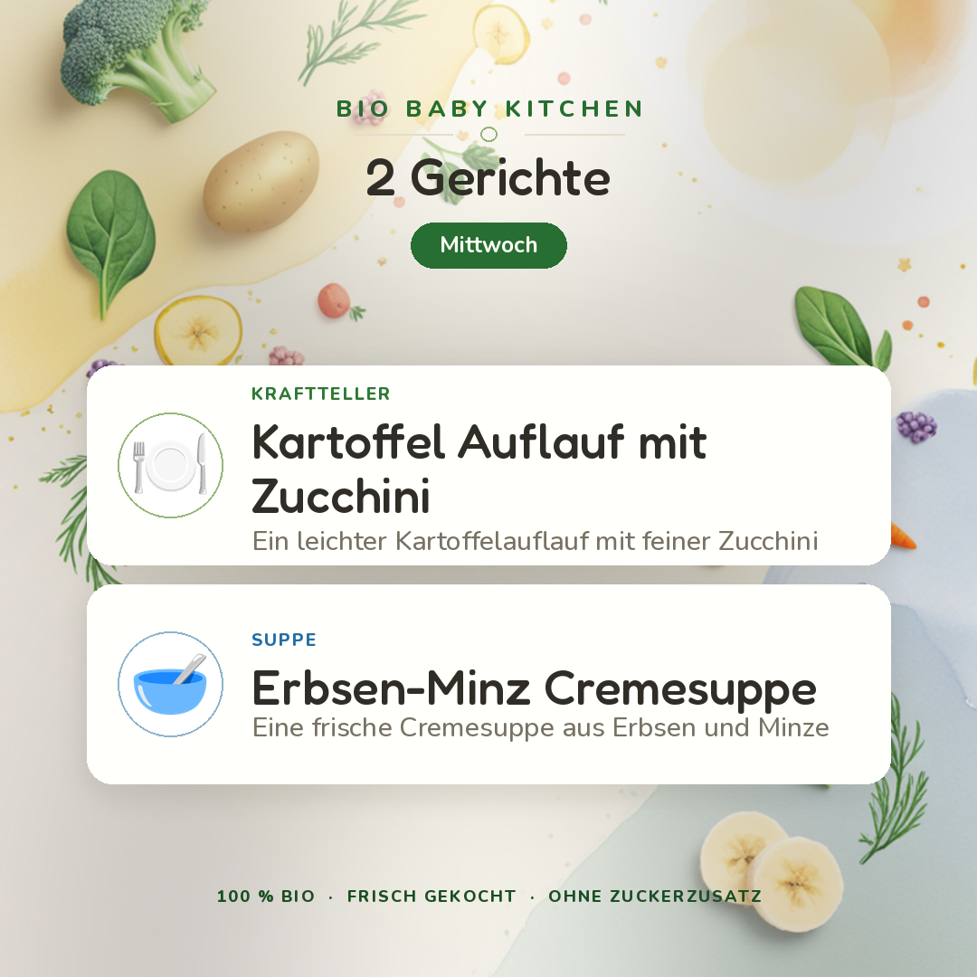 Bio-Kindermenü D Mittwoch · Vegetarisch · 2 Gerichte